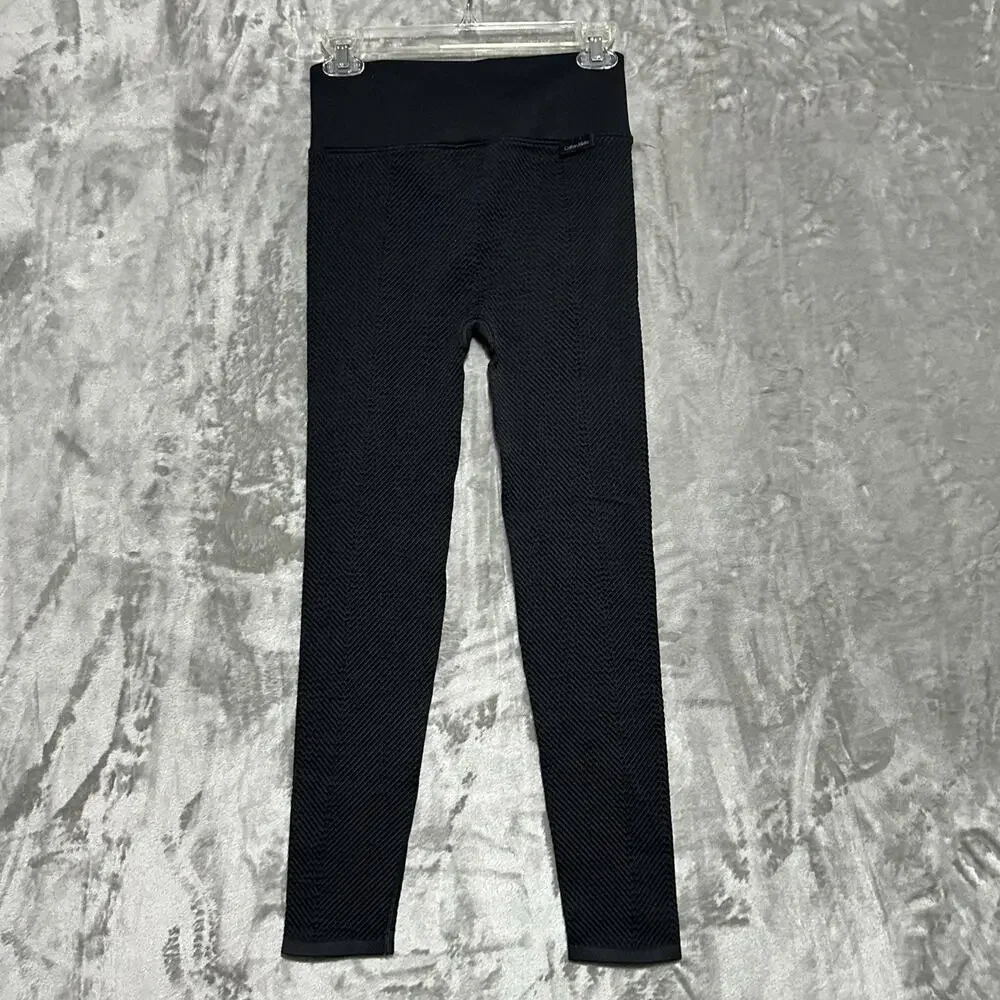 NWT Calvin Klein Sport Performance Leggings Womens Size M Black Textured Stretch - Picture 9 of 13